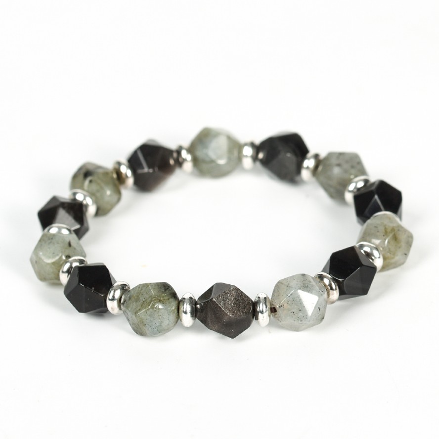 Faceted Bead Crystal Natural Stone Bracelet